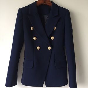 Balmain-Style Double Breasted Navy Blazer